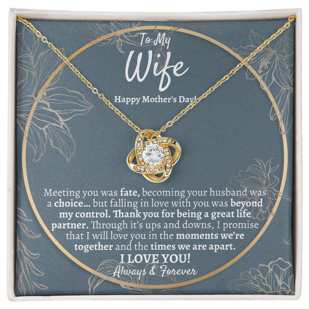 Wife Mothers Day Love Knot Necklace, Mothers Day Necklace for Wife, To My Wife Mothers Day Jewelry Gift, Best Mothers Day Gift from Husband