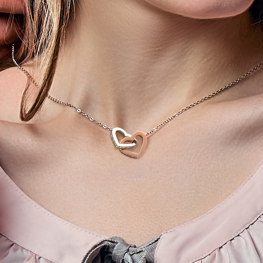 Christmas Gift for Girlfriend - Interlocking Hearts Necklace