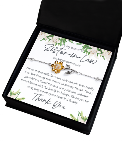 Sunflower Bracelet for Sister-in-Law on My Wedding | Handmade Jewelry Gift | Bridal Party Accessories