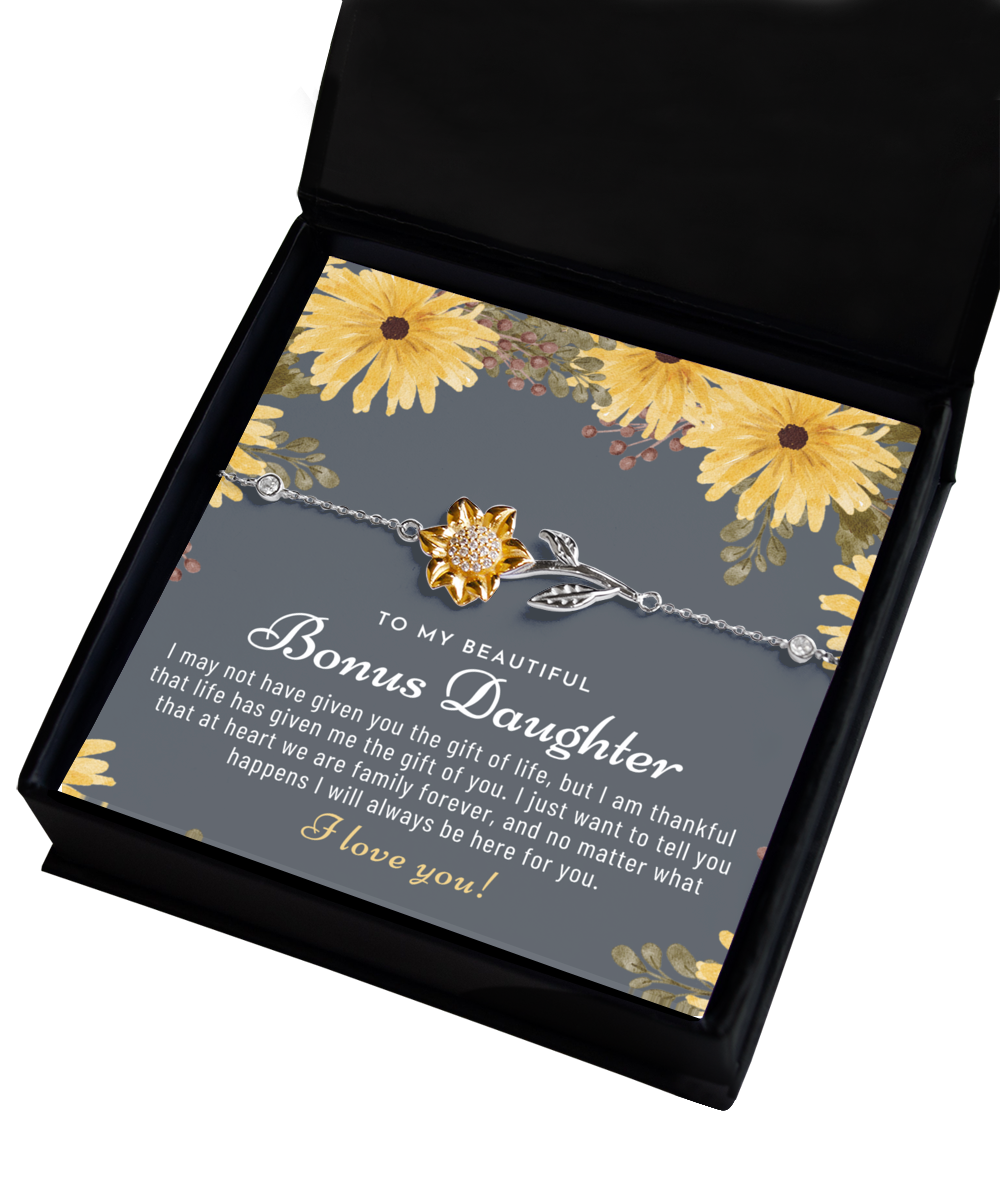 Bonus Daughter Gift, Stepdaughter Gift, Sunflower Bracelet Silver 925, Bonus Daughter Gifts Ideas, Bonus Daughter Wedding Gift, Birthday, Graduation